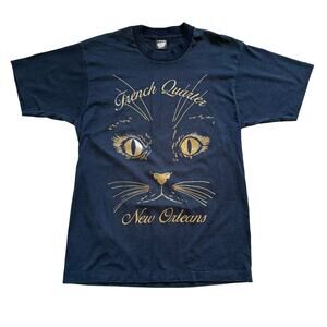 Vintage T-Shirt Cat New Orleans Witchy Graphic Women’s L Screen Star USA Gothic